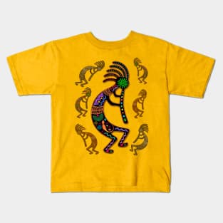 Kokopelli Rainbow Colors Kids T-Shirt